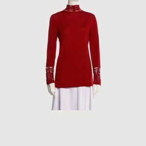 AKRIS RED CASHMERE & SILK TURTLENECK SWEATER - Size 6 US